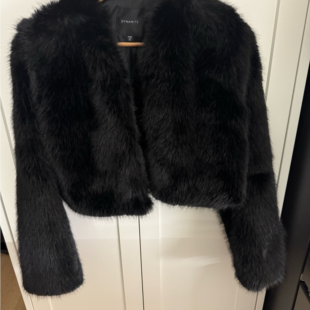 Dynamite Luxe Black Faux Fur Jacket - XS